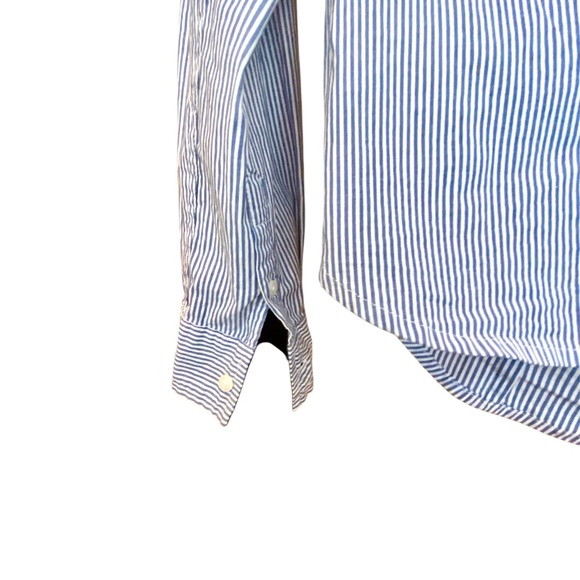 US Polo Assn Ralph Lauren Striped poplin long sleeve shirt blue white preppy S - Picture 5 of 8